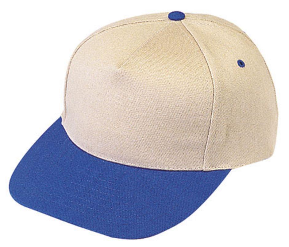 Heavy Brushed Cotton 5 Panel Low Crown Plain Two Tone Baseball Caps Hats-ROYAL/KHAKI-