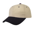 Heavy Brushed Cotton 6 Panel Low Crown Baseball Caps Hats Solid Two Tone Colors-BLACK/KHAKI-
