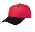 Heavy Brushed Cotton 6 Panel Low Crown Baseball Caps Hats Solid Two Tone Colors-BLACK/RED-