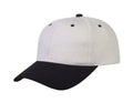 Heavy Brushed Cotton 6 Panel Low Crown Baseball Caps Hats Solid Two Tone Colors-BLACK/STONE GRAY-