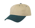 Heavy Brushed Cotton 6 Panel Low Crown Baseball Caps Hats Solid Two Tone Colors-DARK GREEN/KHAKI-