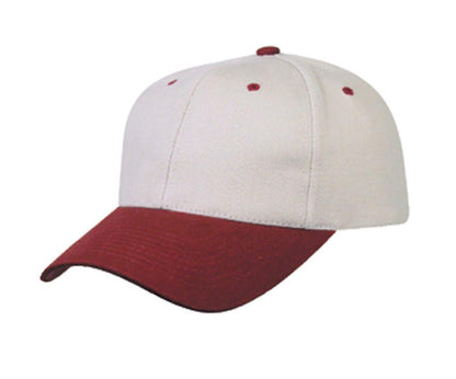 Heavy Brushed Cotton 6 Panel Low Crown Baseball Caps Hats Solid Two Tone Colors-MAROON/STONE GRAY-