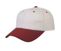 Heavy Brushed Cotton 6 Panel Low Crown Baseball Caps Hats Solid Two Tone Colors-MAROON/STONE GRAY-