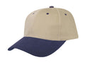 Heavy Brushed Cotton 6 Panel Low Crown Baseball Caps Hats Solid Two Tone Colors-NAVY/KHAKI-