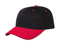 Heavy Brushed Cotton 6 Panel Low Crown Baseball Caps Hats Solid Two Tone Colors-RED/BLACK-