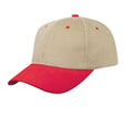 Heavy Brushed Cotton 6 Panel Low Crown Baseball Caps Hats Solid Two Tone Colors-RED/KHAKI-
