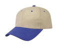 Heavy Brushed Cotton 6 Panel Low Crown Baseball Caps Hats Solid Two Tone Colors-ROYAL/KHAKI-