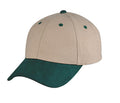 Heavy Brushed Cotton 6 Panel Low Crown Plain Solid Two Tone Baseball Caps Hats-DARK GREEN/KHAKI-