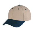 Heavy Brushed Cotton 6 Panel Low Crown Plain Solid Two Tone Baseball Caps Hats-NAVY/KHAKI-