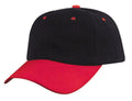 Heavy Brushed Cotton Low Crown 6 Panel Baseball Hats Caps Solid Two Tone-Red /Black-