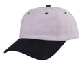 Heavy Brushed Cotton Low Crown 6 Panel Baseball Hats Caps Solid Two Tone-Black/ Gray-