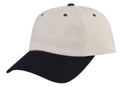 Heavy Brushed Cotton Low Crown 6 Panel Baseball Hats Caps Solid Two Tone-Black/ Stone Gray-