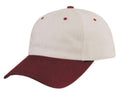 Heavy Brushed Cotton Low Crown 6 Panel Baseball Hats Caps Solid Two Tone-Maroon/ Stone Gray-