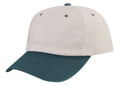 Heavy Brushed Cotton Low Crown 6 Panel Baseball Hats Caps Solid Two Tone-Dark Green/ Stone Gray-