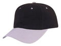 Heavy Brushed Cotton Low Crown 6 Panel Baseball Hats Caps Solid Two Tone-Gray/ Black-