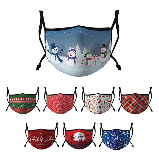 Casaba Face Masks Adult Kids Sizes Fun Cute Holiday Christmas Cotton Poly Adjustable Washable Reusable-Adult-Red Reindeer-