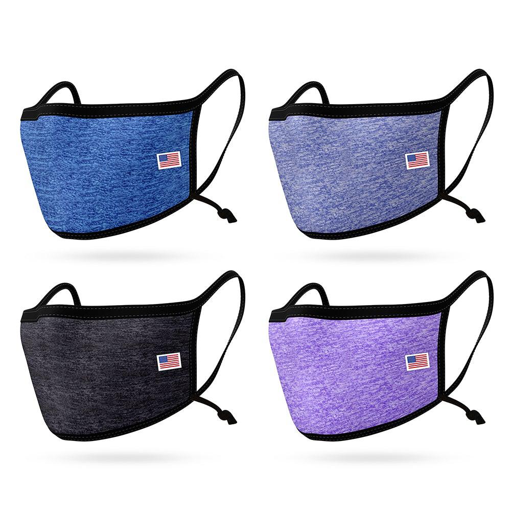 4 Pack Face Masks Adjustable Double Layer Washable Reusable Made in USA-PACK B-