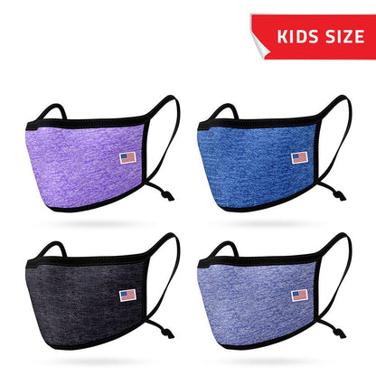 4 Pack Kids Size Face Masks Adjustable Double Layer Washable Reusable Made in USA-PACK A-