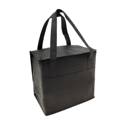 Insulated Cooler Lunch Box Bag With Foil Lining Food Water Drinks Picnic 11 X 10inch-BLACK-