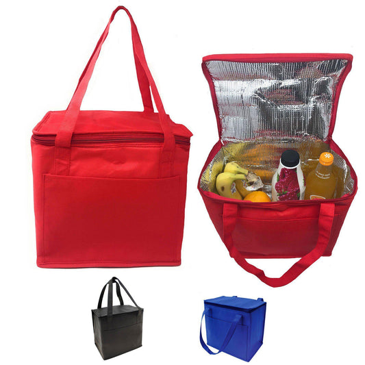 Insulated Cooler Lunch Box Bag With Foil Lining Food Water Drinks Picnic 11 X 10inch-BLACK-