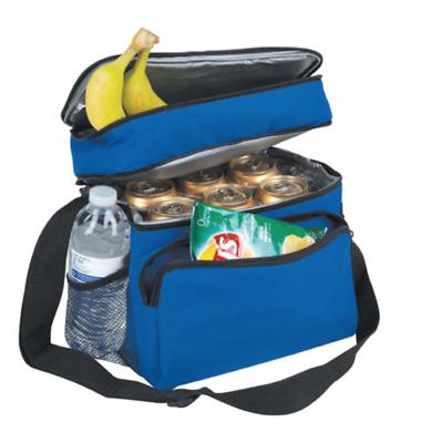 Insulated Lunch Box Cooler Bag 2 Compartments Beer Drink Water Strap Pockets 10inch-BLACK-