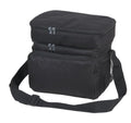 Insulated Lunch Box Cooler Bag 2 Compartments Beer Drink Water Strap Pockets 10inch-BLACK-