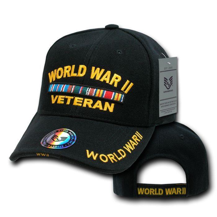 Iraq Korea Desert Storm Korea Pow Ww2 Veteran Vet Military Baseball Hats Caps-World War II Vet - Black-