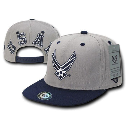 Jumbo Back series 2 Two Tone Air Force Navy Marines Coast Guard Hats Caps-Air Force - Grey/Navy-