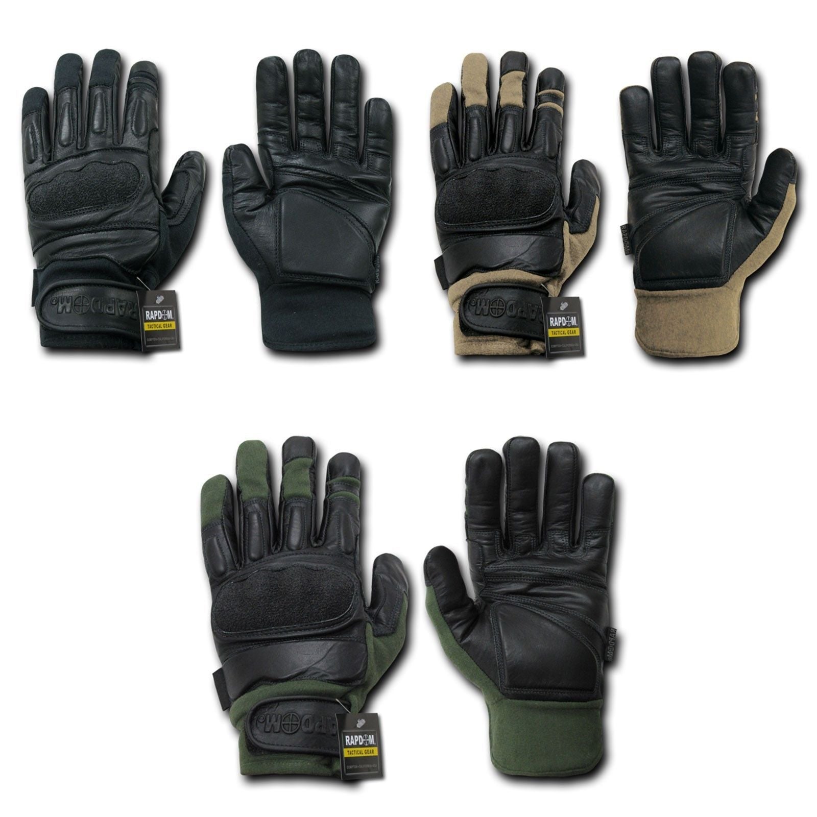 Kevlar / Leather Tactical Hard Knuckle Combat Patrol Gloves-Black-Small-