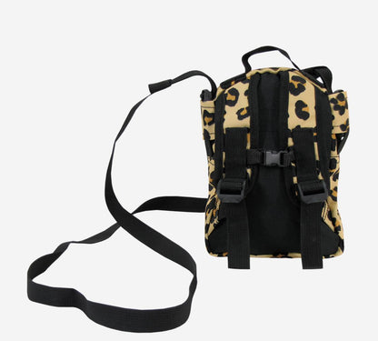 Kristen Whang Nylon Mini Small 2 Zip Pockets Adjustable Straps Bags Backpack-Lepoard-