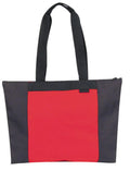 Large Big Reusable Grocery Shopping Tote Bags Zippered Heavy Duty 20 X 15inch-Red/Black-