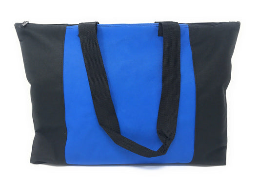 Large Big Reusable Grocery Shopping Tote Bags Zippered Heavy Duty 20 X 15inch-Royal/Black-