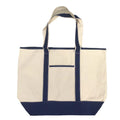 Large Big Reusable Grocery Shopping Totes Bags Heavy Duty Cotton Canvas-ST4222 - NAVY/NATURAL-