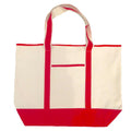 Large Big Reusable Grocery Shopping Totes Bags Heavy Duty Cotton Canvas-ST4222 - RED/NATURAL-