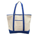 Large Big Reusable Grocery Shopping Totes Bags Heavy Duty Cotton Canvas-ST4222 - ROYAL/NATURAL-