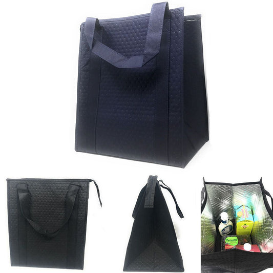 Large Big Thermo Insulated Reusable Grocery Shopping Tote Bags Lunch Cooler Box-BLACK-