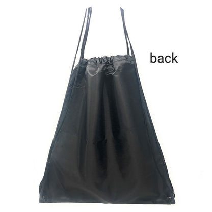 Large Drawstring Cinch Tote Bag Sack Rucksack Backpack For Gym Storage Traveling Work School 17inch-Black-