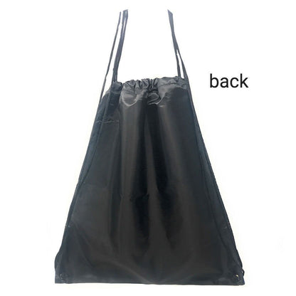 Large Drawstring Cinch Tote Bag Sack Rucksack Backpack For Gym Storage Traveling Work School 17inch-Black-