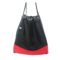 Large Drawstring Cinch Tote Bag Sack Rucksack Backpack For Gym Storage Traveling Work School 17inch-Black/Red-