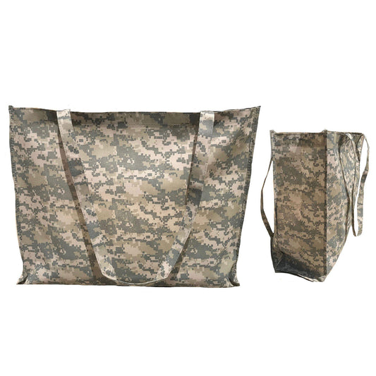 Large Reusable Grocery Shopping Totes Bags Gusset Digital Camo Camouflage 20X16inch-
