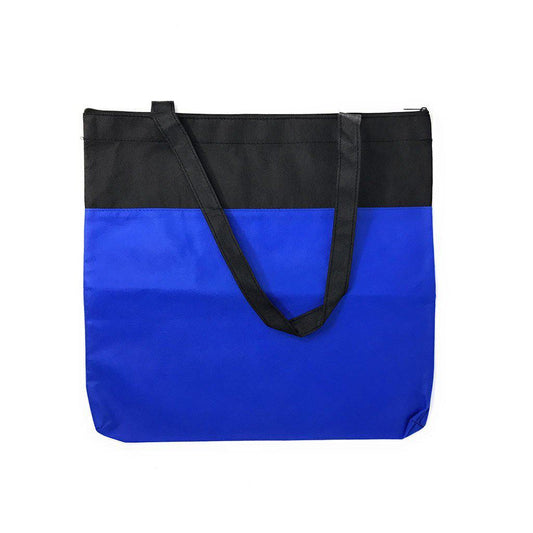 Large Reusable Grocery Shopping Totes Bags With Zipper Travel Sports Gym 16X15-Royal/Black-