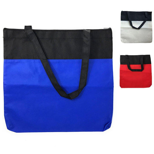 Large Reusable Grocery Shopping Totes Bags With Zipper Travel Sports Gym 16X15-Royal/Black-