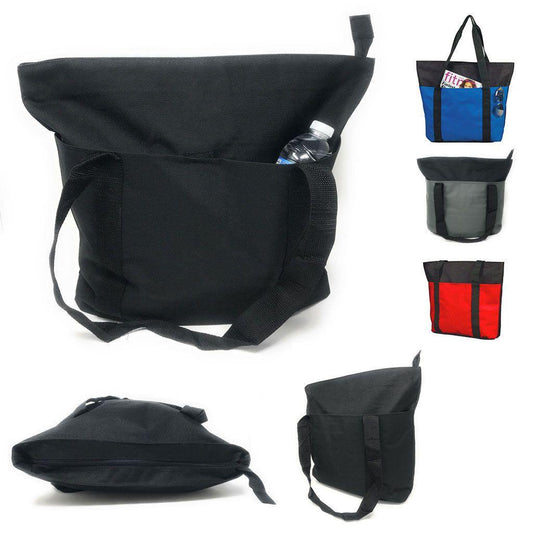 Large Big Reusable Grocery Shopping Bags Totes Outer Pocket Zippered Gym Travel-Royal / Black-