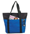 Large Big Reusable Grocery Shopping Bags Totes Outer Pocket Zippered Gym Travel-Royal / Black-