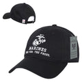 Rapid Dominance Relaxed Cotton Law Enforcement Military Low Crown Caps Hats-Marine-Black-