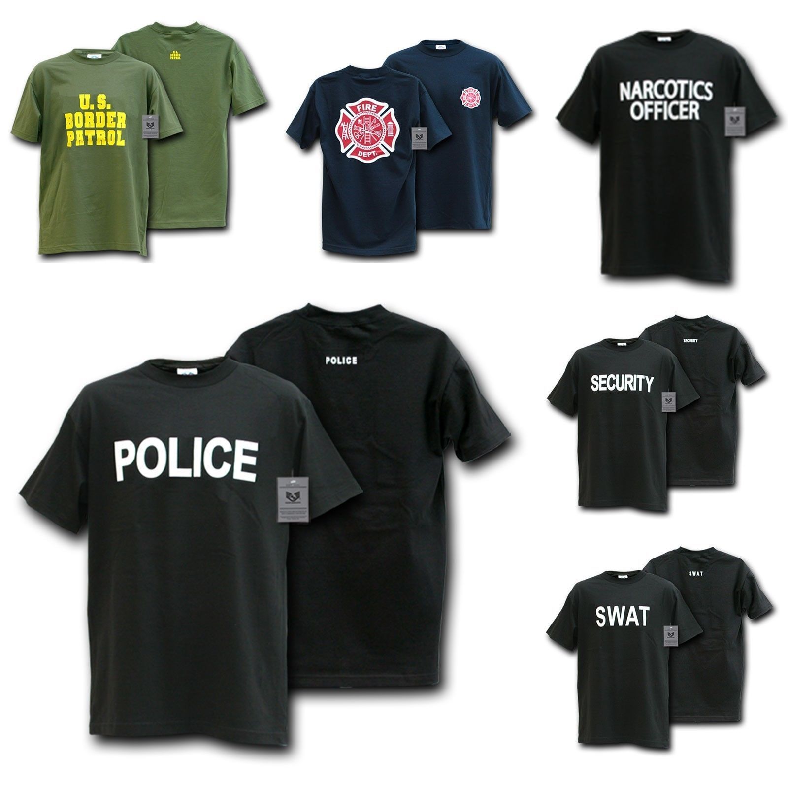 Law Enforcement Police Swat Security Narcotics Fire Department T-Shirts-Fire Department - Navy-Medium-