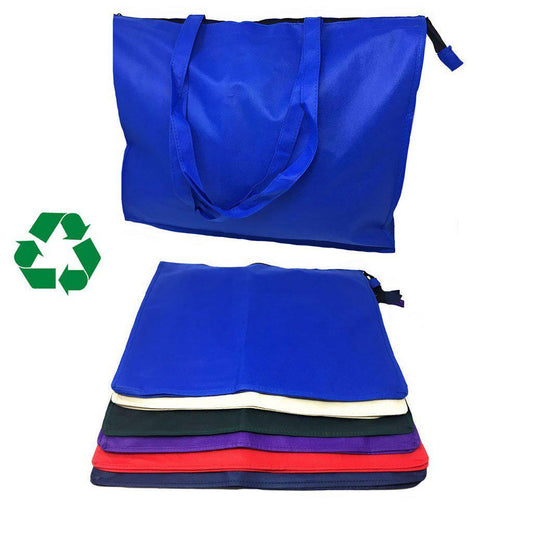Large Big 20inch Zippered Reusable Grocery Shopping Tote Bags With Gusset-Royal-