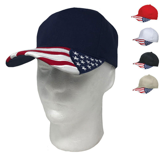 Patriotic USA US Flag Stars Racing 6 Panel Baseball Cotton Hats Caps-Red-