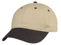 Brushed Cotton Baseball Caps Hats Light Weight 6 Panel Low Crown-Black/Khakhi-