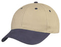 Brushed Cotton Baseball Caps Hats Light Weight 6 Panel Low Crown-Navy/Khakhi-